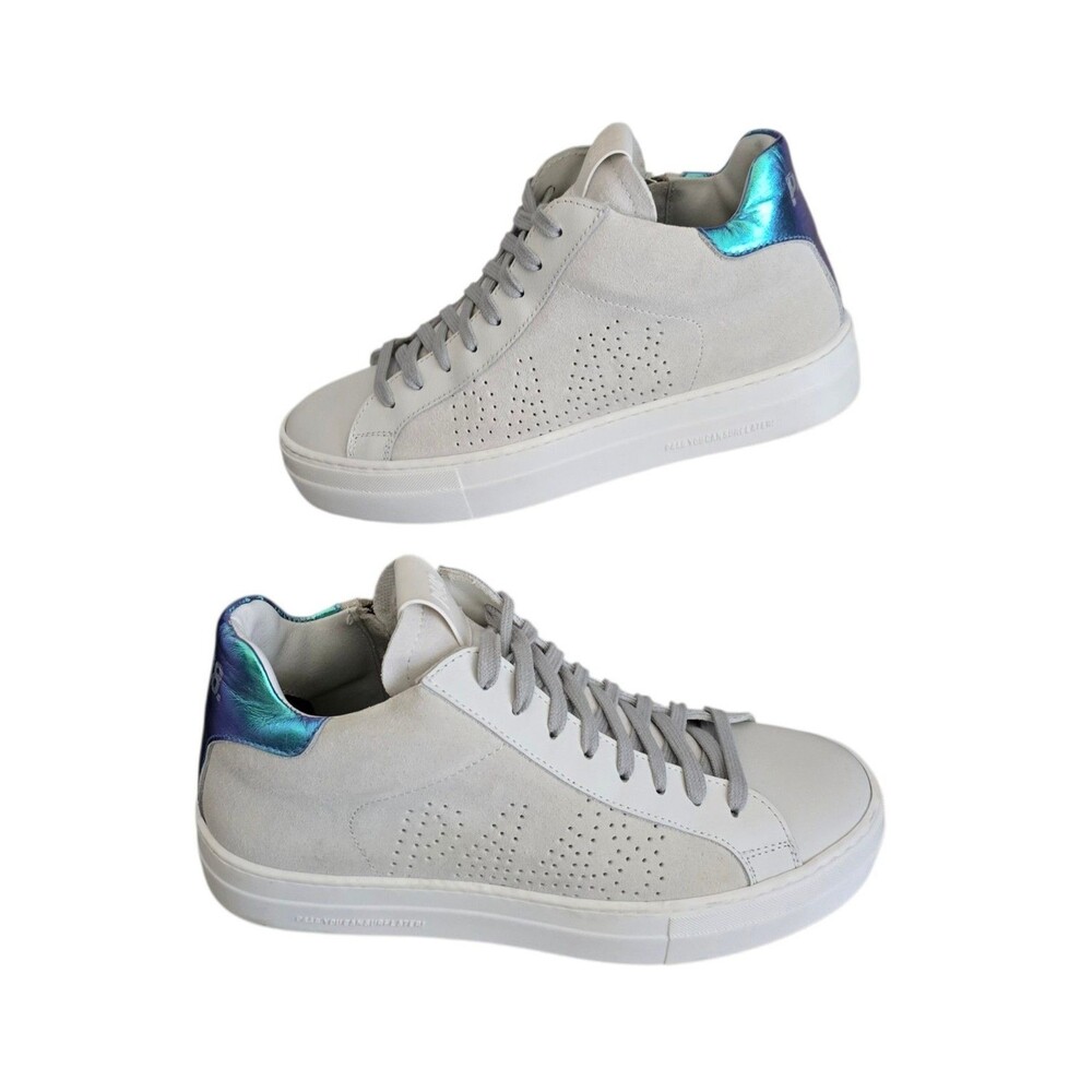P448 Thea Mid Shoes Womens US Size 7.5-8 Gray Suede Leather Zip Up Sneaker EU 38
